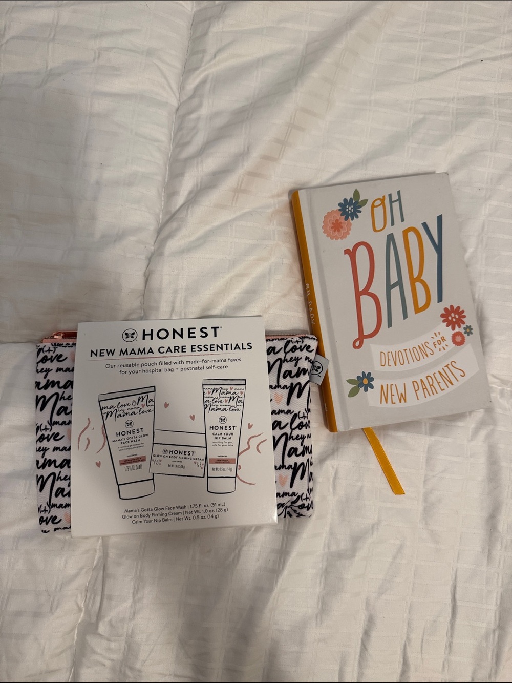 HONEST NEW Travel Care Set Pouch AND NEW PARENT DEVOTION BOOK